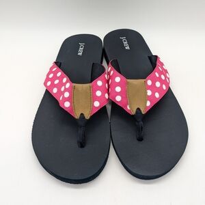 J Crew Pink White Polka Dot Thong Slip On Sandal 8